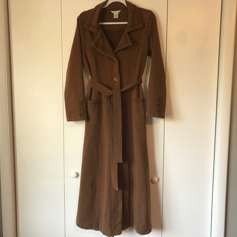 CAbi full length trench coat jersey knit medium